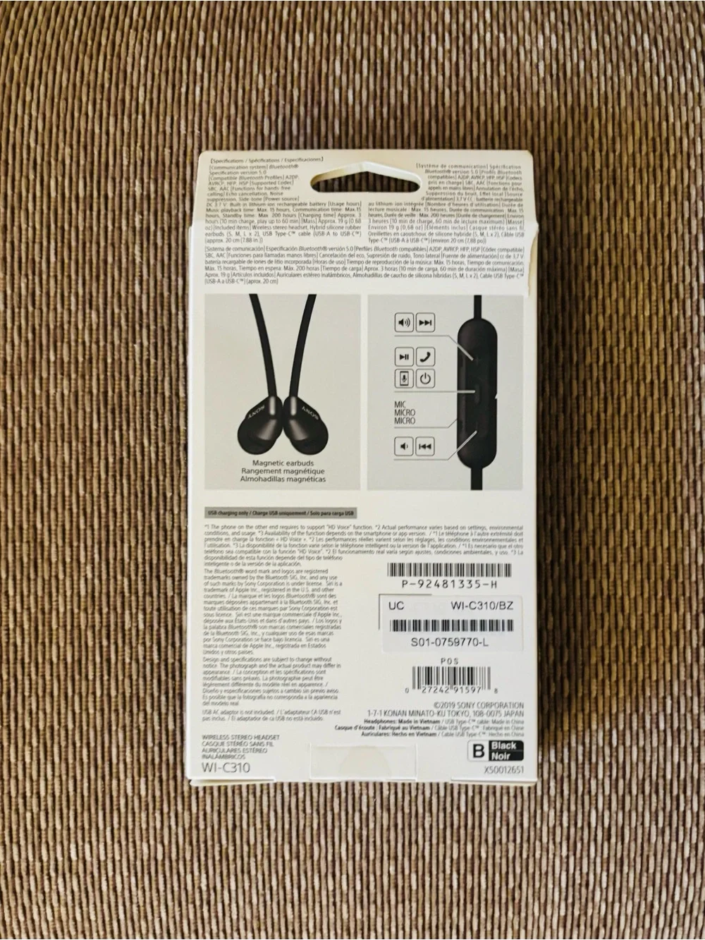 NEW SONY WI-C310 Bluetooth Wireless In-Ear Earphones With Mic